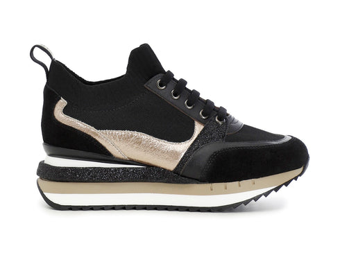 CafèNoir sneakers in tessuto e pelle scamosciata nera C1DN9570-N007