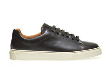 Frau uomo scarpe basse stringate in pelle verde militare 28S0