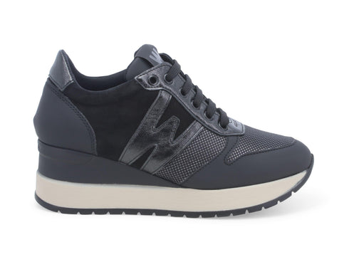 Melluso sneakers lacci zeppa tomaia pelle nera R25544-217416