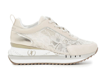 CafèNoir sneakers zeppa in pizzo e pelle beige C1DN9320-M008