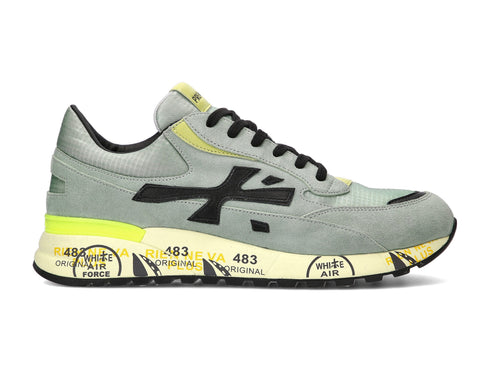 Premiata Django sneakers uomo tessuto camoscio verde acqua 5928