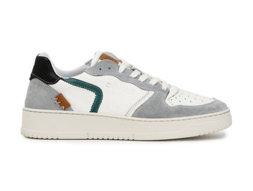 CafèNoir sneakers anni '80 in camoscio e pelle grigio bianco C1PV6320-X016