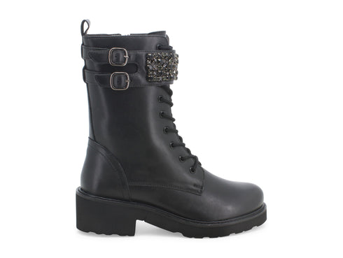 Melluso donna stivali pelle con lacci e zip 034307-217200 nero