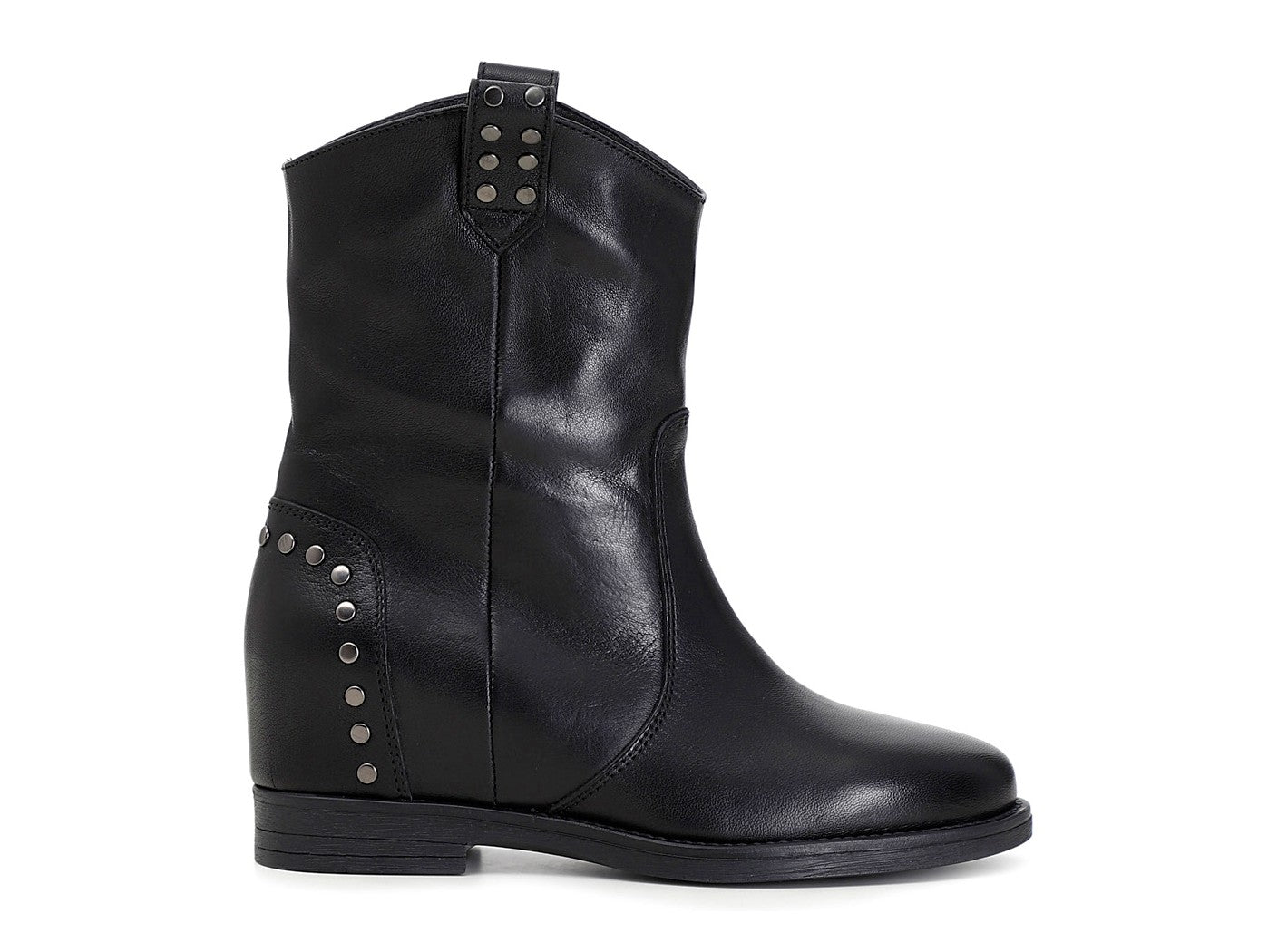 Zeppa Interna Stivaletti Di Pelle Nera Stivaletti Neri Con Zeppa