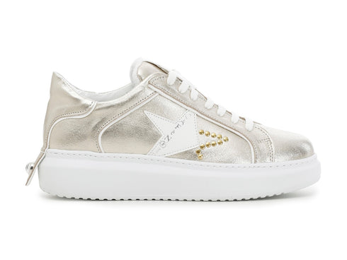 CafèNoir sneakers stella in pelle metallizzata platino C1DE2580-L002
