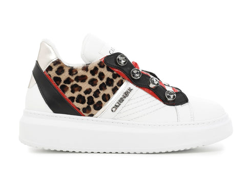 CafèNoir donna sneakers animalier e pelle bianca C1DE1590-W005