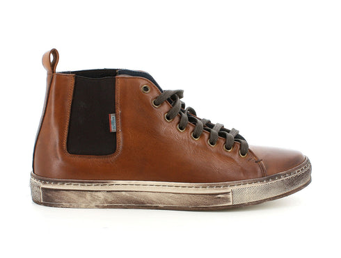 Melluso uomo sneakers pelle con elastici e stringhe u18101-207147 Marrone