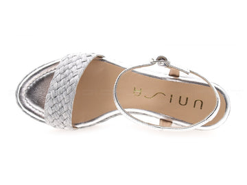 Unisa sandali con zeppa intrecciata donna argento