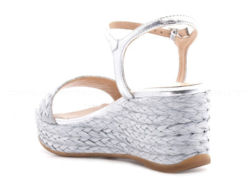 Unisa sandali con zeppa intrecciata donna argento