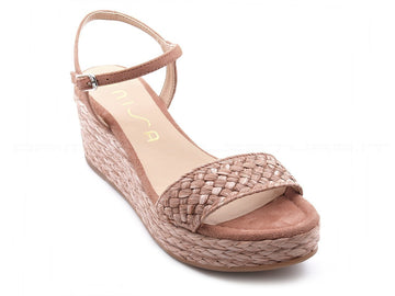 Unisa sandalo con zeppa intrecciata donna rosa