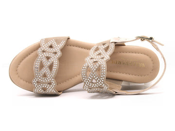 Valleverde sandali camoscio con zeppa donna beige