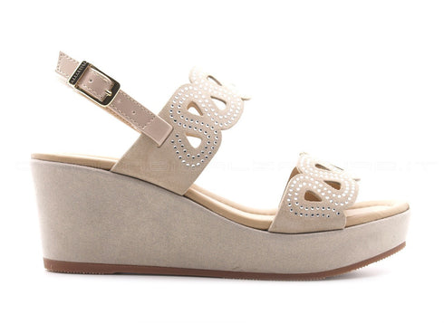 Valleverde sandali con zeppa comoda donna beige