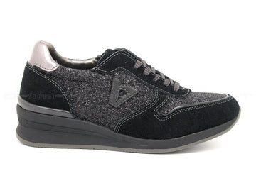 Valleverde sneakers stringate con glitter donna nero