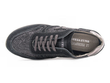 Valleverde sneakers stringate con glitter donna nero
